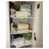 CONTENTS OF HALL CLOSET, TOWELS, LINENS, BLANKETS