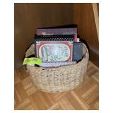 BASKET OF MISC COOK BOOKS TO RIGHT OF OVEN