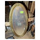 OVAL FRAMED BEVELED MIRROR, 23 IN X 46 IN