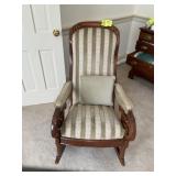 VINTAGE WOODEN FRAMED UPHOLSTERED SEAT AND BACK RO