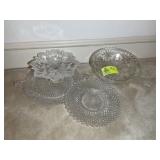 GROUP OF GLASS SERVING PLATES AND BOWLS