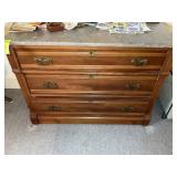 3 DRAWER MARBLE TOP DRESSER, 41 IN X 19 IN X 30 IN