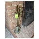 BRASS COLORED FIREPLACE TOOL SET