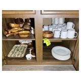 CONTENTS OF TWO CABINETS LEFT OF STOVE IN BASEMENT