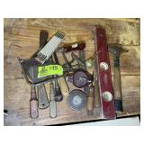 GROUP OF VINTAGE TOOLS, WOODEN HANDLES, SCREWDRIVE