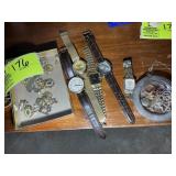 GROUP OF COSTUME JEWELRY, EARRINGS, CUFFLINKS, WAT