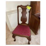 WOODEN STRAIGHT BACK CHAIR, UPHOLSTERED SEAT