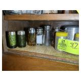 GROUP OF SALT AND PEPPER SHAKERS, CANISTERS, ETC