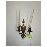 PAIR OF APPEAR TO BE BRASS WALL HANGING CANDLE HOL