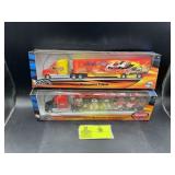 PAIR OF HOT WHEELS NASCAR THEMED TRANSPORTERS, 1/6