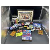 GROUP OF MISC NASCAR ITEMS, MUG, CARS, CARDS, TV G