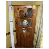 ONE DOOR WOODEN CORNER CABINET, 33 IN X 14 IN X 70