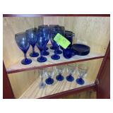 CONTENTS OF BOTTOM OF CORNER CABINET, BLUE STEMMED