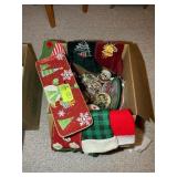 GROUP OF CHRISTMAS THEMED ITEMS, STOCKINGS, SNOW G
