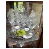 GROUP OF MISC STEMMED GLASSWARE, CANDLE HOLDERS, N