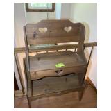 TWO WOODEN BENCHES, 35 IN X 13 IN X 36 IN AND 28 I