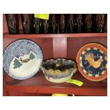 NICHOLS POTTERY, NC CERAMIC BUNT CAKE PAN AND MISC