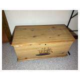 WOODEN TOY CHEST, 31 IN X 15 IN X 17 IN