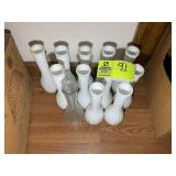 GROUP OF MILK GLASS VASES, 9 IN TALL