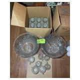 VINTAGE GLASS PUNCH BOWL AND GLASSES