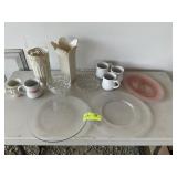 BOX OF MISC DECORATIVE ITEMS, LENOX VASES, GLASS P