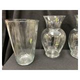 GROUP OF 4 LARGE CLEAR GLASS VASES
