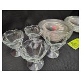 GROUP OF CLEAR GLASS PLATES AND DESERT CUPS