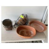 GROUP WITH HANGING BASKET FRAMES AND TERRACOTTA P