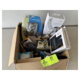 BOX WITH MISC WALKMANS, WIRELESS HEADPHONES, TIMER