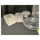 GROUP OF GLASS CANDLE HOLDERS