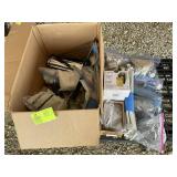 BOX OF ASSORTED ELECTRICAL ITEMS, SHELF BRACKETS,