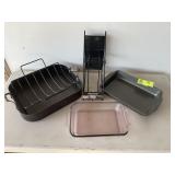ROASTING PAN, GLASS BAKING DISH, ETC