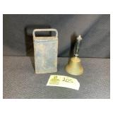GROUP INCLUDING VINTAGE COW BELL APPROX 7 IN TALL