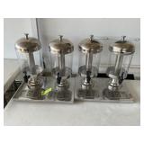 PAIR OF DECORATIVE DRINK DISPENSERS, METAL AND PLA