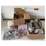 GROUP OF CRAFTING ITEMS, GLUE, FABRICS, RIBBONS, S