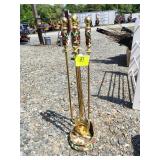 BRASS COLORED FIREPLACE TOOL SET