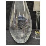GROUP INCLUDING ETCHED WINE DECANTER AND BRADFORD