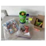 GROUP OF KIDS TOYS, BUBBLE MACHINE, ETC