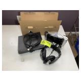GROUP OF ELECTRONICS, DVD PLAYER, TV ANTENNA, CLOC