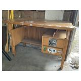 WOODEN DESK WITH WOOD CHAIR, 42 IN X 24 IN X 29 IN