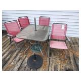 METAL FRAME PATIO TABLE WITH GLASS TOP 32 IN X 38