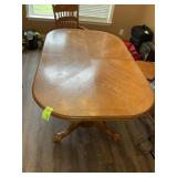 WOODEN DINING ROOM TABLE, DOUBLE PEDESTAL WITH BAL