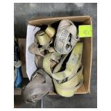 BOX WITH ASSORTED TOW STRAPS, RATCHET STRAPS
