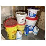 LARGE GROUP OF POOL CHEMICALS, MOST APPEAR TO BE A