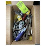 GROUP OF ASSORTED TOOLS, C CLAMPS, WRENCHES, PLUG