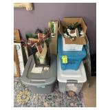GROUP OF CHRISTMAS DECOR, ORNAMENTS, TREE, LANTERN