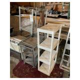 GROUP OF METAL CARTS AND PLASTIC SHELF