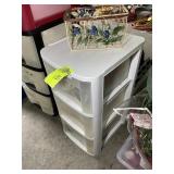 WHITE THREE DRAWER STORAGE CABINET WITH CHRISTMAS