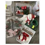GROUP OF CHRISTMAS DECORATIONS, WREATHS, TREE STAN