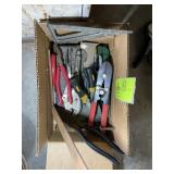 ASSORTED HAND TOOLS, PLYERS, SQUARE, WIRE STRIPPER